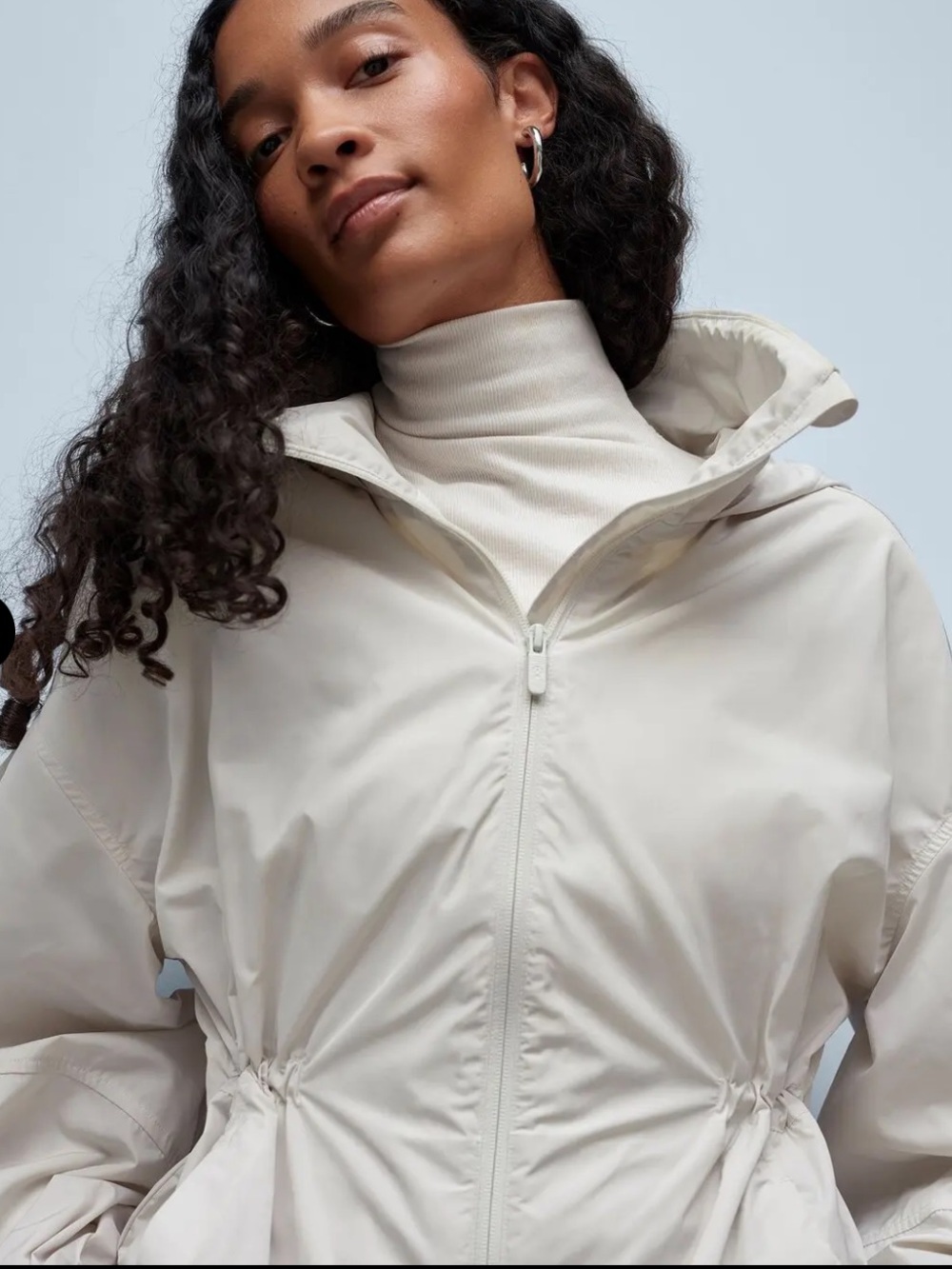 Lululemon 4 Lightweight cinchable jacket puff sleeve bone cream rain windbreaker - Picture 4 of 15
